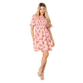 Pink - Side - Dorothy Perkins Womens-Ladies Floral Shirred Flutter Mini Dress