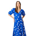 Blue - Side - Dorothy Perkins Womens-Ladies Spotted Puff Sleeve Midi Dress