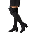 Black - Side - Dorothy Perkins Womens-Ladies Kelly Suedette Stretch Knee-High Boots