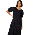 Black - Side - Dorothy Perkins Womens-Ladies Broderie Shirred Bodice Midi Dress