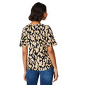 Black-Beige - Back - Dorothy Perkins Womens-Ladies Animal Print Button Front Blouse