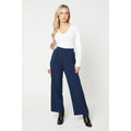 Navy - Front - Dorothy Perkins Womens-Ladies Petite Wide Leg Trousers