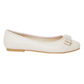 Cream - Back - Dorothy Perkins Womens-Ladies Paris Bow Detail Wide Ballerina Flats