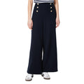 Navy - Front - Dorothy Perkins Womens-Ladies Button Front Straight Leg Trousers