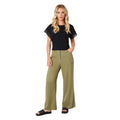 Khaki Green - Lifestyle - Dorothy Perkins Womens-Ladies Topstitched Petite Wide Leg Trousers