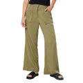 Khaki Green - Front - Dorothy Perkins Womens-Ladies Topstitched Petite Wide Leg Trousers