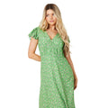 Green - Side - Dorothy Perkins Womens-Ladies Ditsy Print Frill Midi Dress