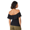 Black - Back - Dorothy Perkins Womens-Ladies Shirred Bardot Top