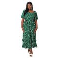 Green - Front - Dorothy Perkins Womens-Ladies Abstract Frill Hem Plus Midi Dress