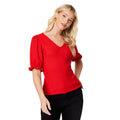 Red - Front - Dorothy Perkins Womens-Ladies V Neck Short-Sleeved Top