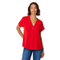 Red - Front - Dorothy Perkins Womens-Ladies Button Front Roll Sleeve Blouse