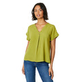 Bright Green - Front - Dorothy Perkins Womens-Ladies Button Front Roll Sleeve Blouse