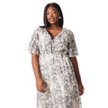 White-Grey - Side - Dorothy Perkins Womens-Ladies Snake Print Chiffon Frill Plus Midi Dress