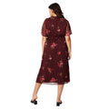 Maroon - Back - Dorothy Perkins Womens-Ladies Floral Chiffon Frill Plus Midi Dress