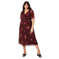 Maroon - Front - Dorothy Perkins Womens-Ladies Floral Chiffon Frill Plus Midi Dress