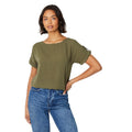 Khaki Green - Front - Dorothy Perkins Womens-Ladies Roll Sleeve Blouse