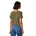 Khaki Green - Back - Dorothy Perkins Womens-Ladies Roll Sleeve Blouse