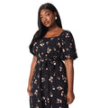 Black - Side - Dorothy Perkins Womens-Ladies Floral Frill Hem Plus Midi Dress