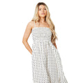 Ivory - Side - Dorothy Perkins Womens-Ladies Spotted Shirred Bodice Midi Dress