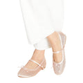 Rose Gold - Side - Dorothy Perkins Womens-Ladies Petra Mary Jane Diamante Ballet Shoes