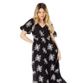 Black - Lifestyle - Dorothy Perkins Womens-Ladies Embroidered V Neck Puff Sleeve Midi Dress