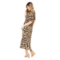 Brown-Black - Back - Dorothy Perkins Womens-Ladies Animal Print Angel Sleeve Midi Dress