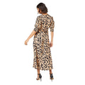 Black-Brown - Back - Dorothy Perkins Womens-Ladies Animal Print Shirred Cuff Midi Dress