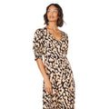 Black-Brown - Side - Dorothy Perkins Womens-Ladies Animal Print Shirred Cuff Midi Dress