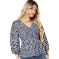 Navy - Side - Dorothy Perkins Womens-Ladies Spotted Wrap Blouse