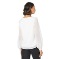 Ivory - Back - Dorothy Perkins Womens-Ladies Chiffon Shirred Shoulder Long-Sleeved Blouse