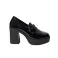 Black - Back - Faith Womens-Ladies Cash Chunky High Heel Penny Loafers