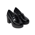 Black - Front - Faith Womens-Ladies Cash Chunky High Heel Penny Loafers