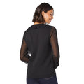 Black - Back - Dorothy Perkins Womens-Ladies Chiffon Ruffles Long-Sleeved Blouse