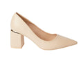 Beige - Back - Dorothy Perkins Womens-Ladies Baden Metallic Detail Medium Block Heel Court Shoes