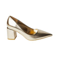 Gold - Back - Dorothy Perkins Womens-Ladies Baden Metallic Detail Medium Block Heel Court Shoes