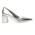 Silver - Back - Dorothy Perkins Womens-Ladies Baden Metallic Detail Medium Block Heel Court Shoes