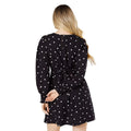 Black - Back - Dorothy Perkins Womens-Ladies Spotted Shirred Cuff Mini Dress