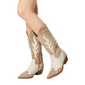 Taupe - Side - Dorothy Perkins Womens-Ladies Kirrily Two Tone Cowboy Boots