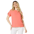 Coral - Front - Dorothy Perkins Womens-Ladies Roll Sleeve Blouse