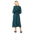 Black-Blue-Green - Back - Dorothy Perkins Womens-Ladies Leopard Print Shirred Cuff Long-Sleeved Midi Dress