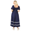 Navy - Back - Dorothy Perkins Womens-Ladies Contrast Trim Puff Sleeve Midi Dress