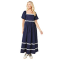 Navy - Front - Dorothy Perkins Womens-Ladies Contrast Trim Puff Sleeve Midi Dress