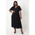 Black - Front - Dorothy Perkins Womens-Ladies Dobby Chiffon Wrap Plus Midi Dress