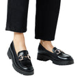 Black - Side - Faith Womens-Ladies Nix Diamante Snaffle Loafers