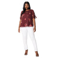 Burgundy - Side - Dorothy Perkins Womens-Ladies Floral Chiffon Plus Tie Sleeves Top