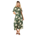 Khaki Green - Front - Dorothy Perkins Womens-Ladies Floral Puff Sleeve Midi Dress