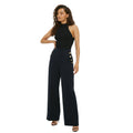 Navy - Front - Dorothy Perkins Womens-Ladies Button Petite Wide Leg Trousers