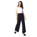 Black - Side - Dorothy Perkins Womens-Ladies Panelled Straight Leg Trousers