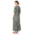 Khaki Green - Back - Dorothy Perkins Womens-Ladies Abstract Tiered Puff Sleeve Midi Dress