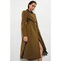 Khaki - Pack Shot - Dorothy Perkins Womens-Ladies Longline Wrap Tall Coat